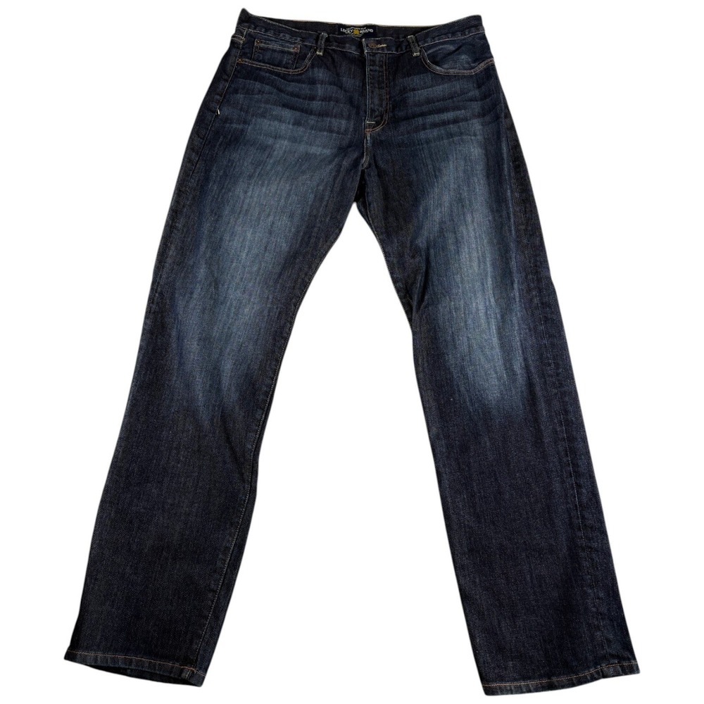 Lucky Brand 329 Classic Straight Leg Jeans Mens 38x34 Blue Denim Cotton Stretch‎
